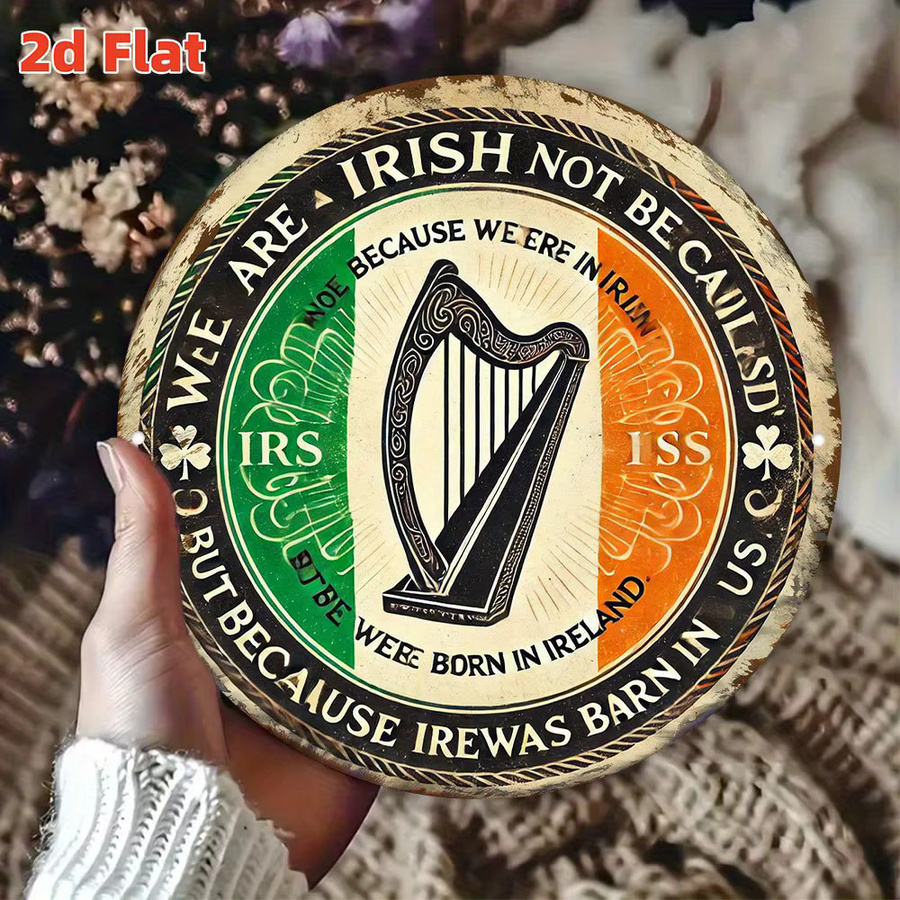 CIFBUY Irish Harp Metallschild Vintage Keltische Wanddekoration aus Blech, Rund, Mehrfarbig, Durchmesser: 20 cm - Bild 5
