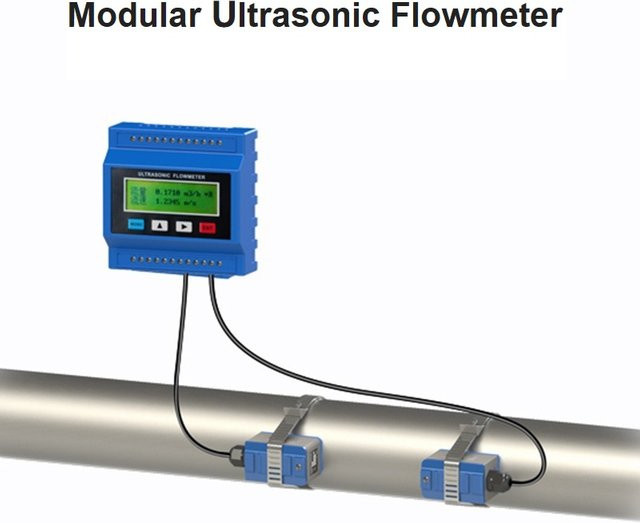 JUNTEK TUF-2000M Digitaler modularer Ultraschall-Durchflussmesser TS-2 TM-1 TL-1 Wandler in Blau mit Messbereich DN15-6000mm - Bild 1
