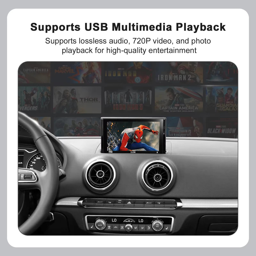 REEIIO Drahtloser CarPlay und Android Auto Adapter für Audi A3 8v (2013-2018) mit Mirror Link, AirPlay, Bluetooth, GPS Navigation und Kamera-Unterstützung in Grau - Bild 3