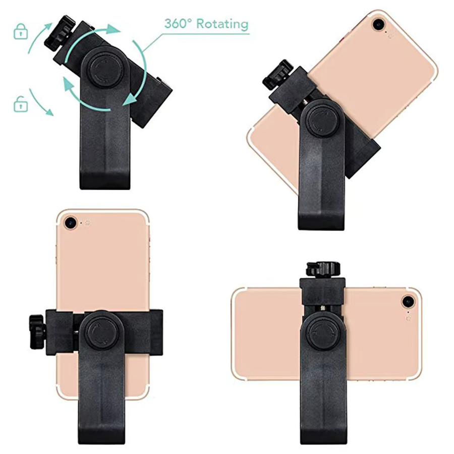 Universal Stativhalterung mit 360-Grad-Drehung und 1/4 Gewindeloch für Smartphone und Handy, Schwarz - Bild 3