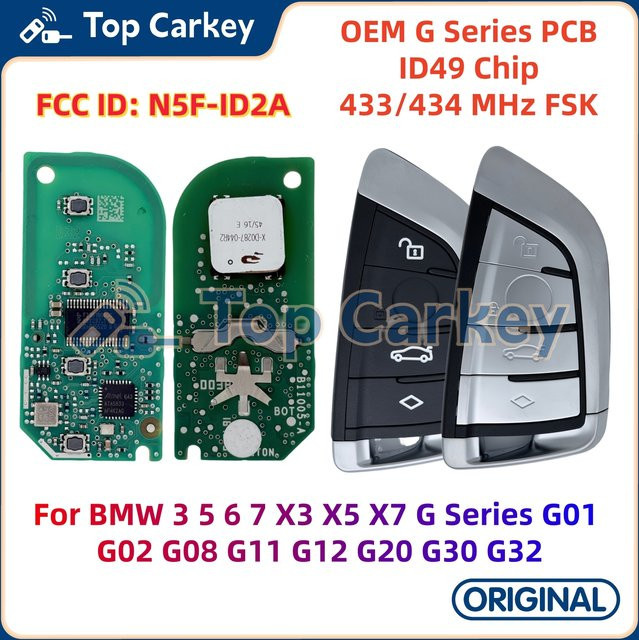 TopCarkey N5F-ID2A ID2A Original PCB ID49 Chip 433/434MHz für BMW 3 5 6 7 X3 X5 X7 G Serie in Schwarz - Bild 1