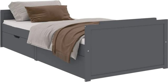 vidaXL Massivholzbett aus Kiefer mit Schubladen in Dunkelgrau, B/T/H: 90 x 200 x 103,5 cm - Bild 1