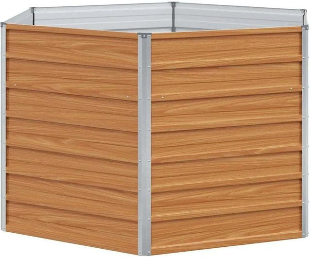 vidaXL Hochbeet aus verzinktem Stahl in Hellbraun, B/T/H: 129 x 129 x 77 cm - Bild 1