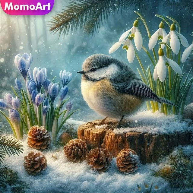 Momoart Diamantmalerei Set Vogel und Blumen DIY Acryl Mosaik Handwerk in Multicolour B/B/B: 20 x 20 x 20 cm - Bild 1