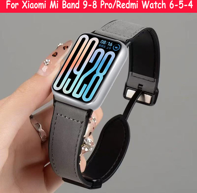 Xiaomi Uhrenarmband Silikon, Leder, Schwarz, Unisex - Bild 1