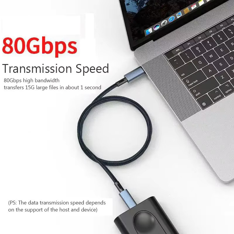 OIITH USB-C zu USB-C Datenkabel Thunderbolt 5, 80Gbps, 240W, 8K 60Hz, Schwarz - Bild 2