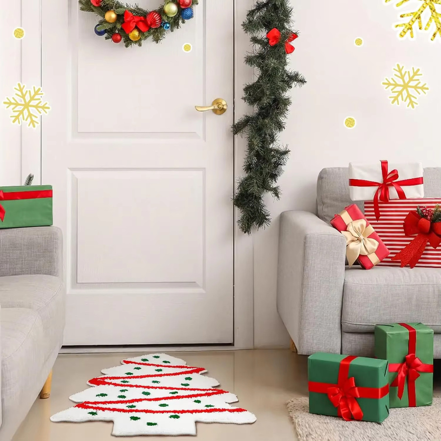 VIKAMA Weihnachtsbaum-Teppich aus Kunstkaschmir in Multicolour, weiche Bodenmatte für Schlafzimmer, Küche und Badezimmer, B/T: 60 x 40 cm - Bild 4