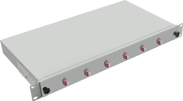 Helos LWL Breakout-Box Rack montierbar LC MM x 6 in Grau und Silber, 1U - Bild 1