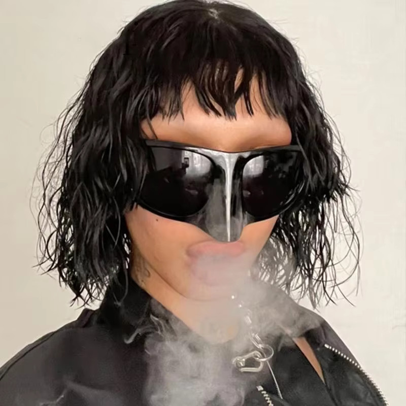 Kenbo Y2k Oversize Sonnenbrille, Vollrand, Schwarz Silber, Unisex, polarisiert - Bild 1