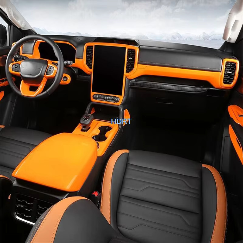 Auto Styling Innenraum-Set für Ford Ranger T9 2023 mit Lenkradabdeckung und Schaltfenster-Bedienfeld in Orange - Bild 2