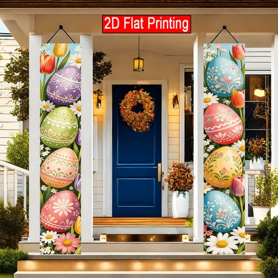 VIKAMA 2D flaches Couplet-Banner für Ostern und Frühling zur Wanddekoration in Haus, Garten oder Veranda, B/H: 30 x 180 cm - Bild 3