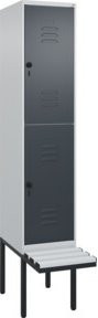 C+P Doppelstock-Spind Classic PLUS Sitzbank mit 1 Abteil und Sicherheits-Drehriegel, Kunststoff-Sitzfläche, B/T/H: 212 x 40 x 81,5 cm - Bild 1