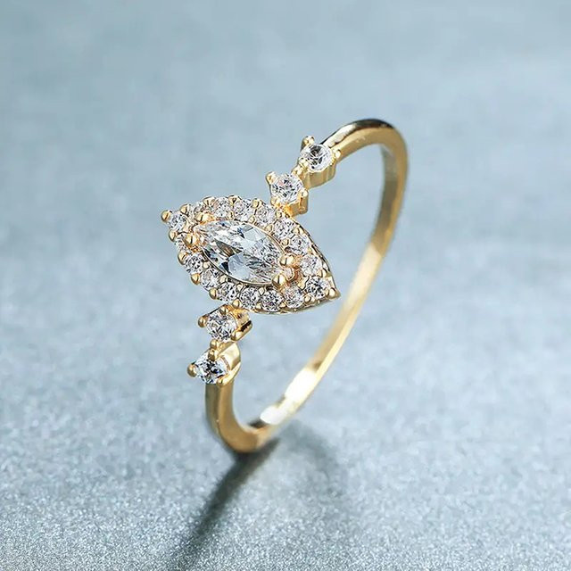 Huitan Exquisite Verlobungsring, Gold, Zirkonia, Unisex - Bild 1
