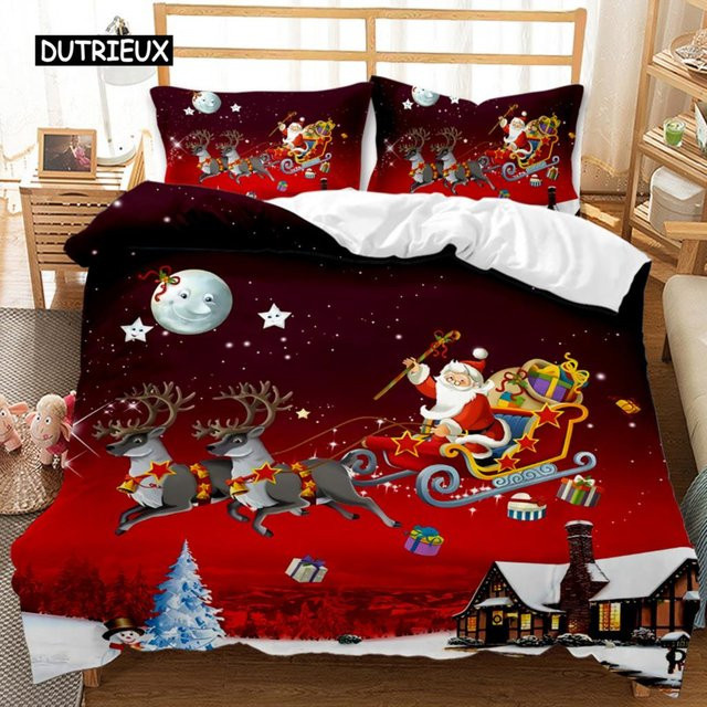 Weihnachts-Bettwäsche-Set mit Cartoon-Weihnachtsmann von Lodestar, Multicolor, B/H: 135 x 200 cm - Bild 1