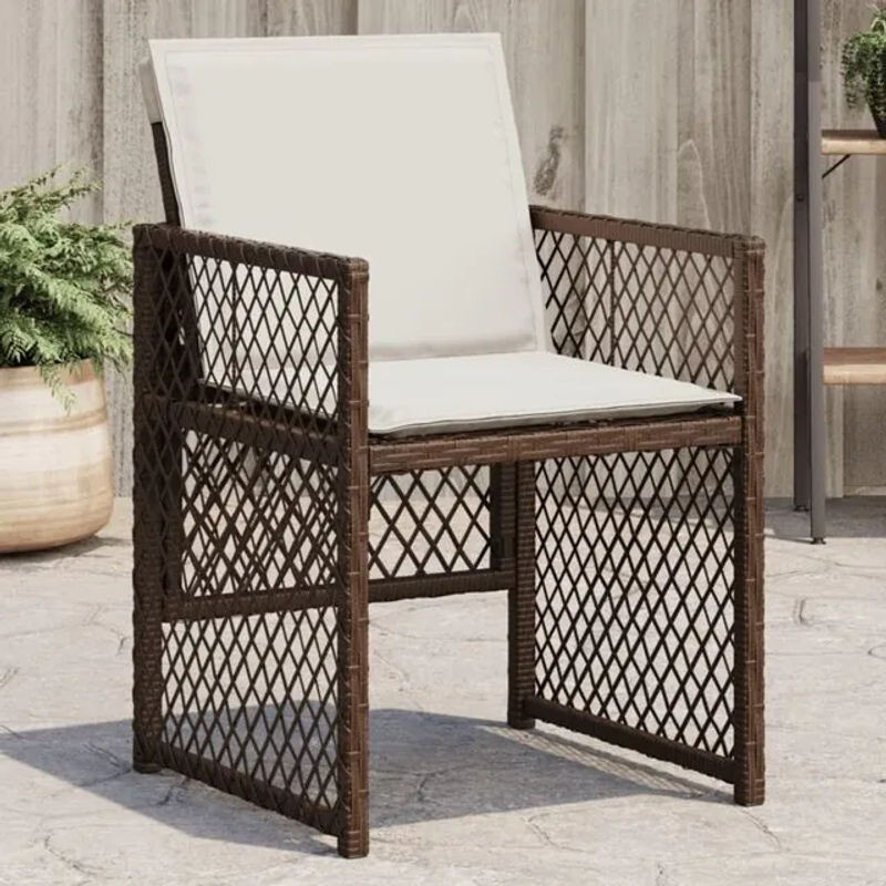 vidaxl Gartenstuhl-Set aus Poly-Rattan mit Kissen, 4 Stück, Braun - Bild 1