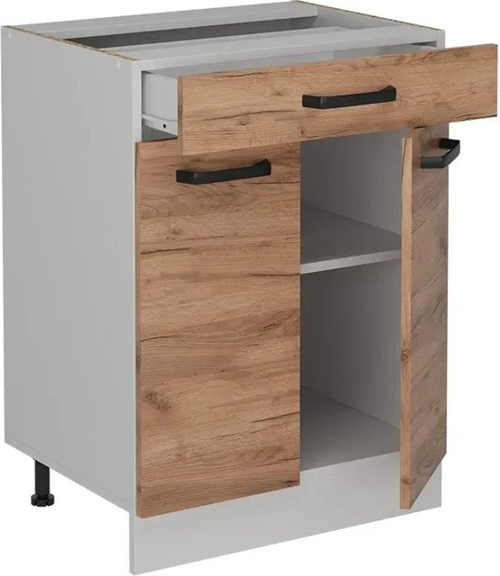 Vicco Küchenunterschrank R-Line Goldkraft Eiche und Weiß, B/T/H: 60 x 46 x 81,6 cm - Bild 1