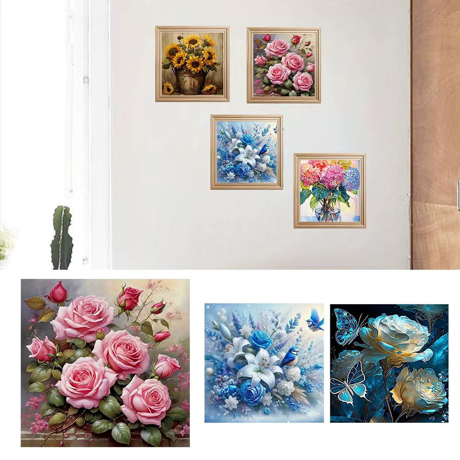 Huacan DIY 5D Diamond Mosaic Malerei Sonnenblume und Schmetterling in Mehrfarbig mit Rundem Drill für deine Wanddekoration - Bild 3