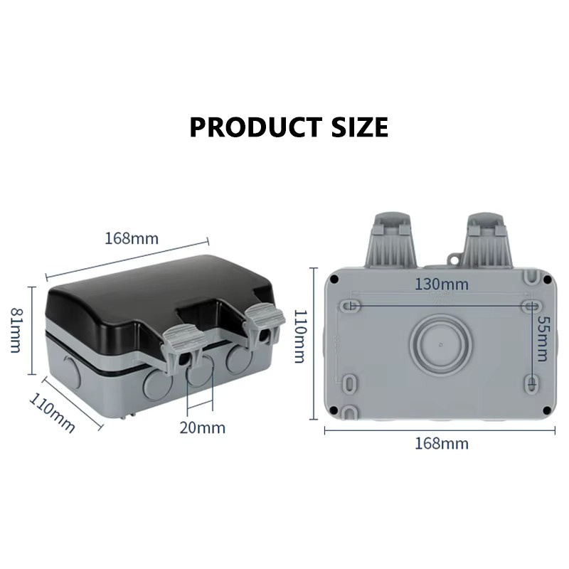 Depo Guye IP66 Wasserdichte Outdoor Steckdose mit USB-Anschluss für Wandmontage, International Universal (UK EU DE Korea) - Bild 3