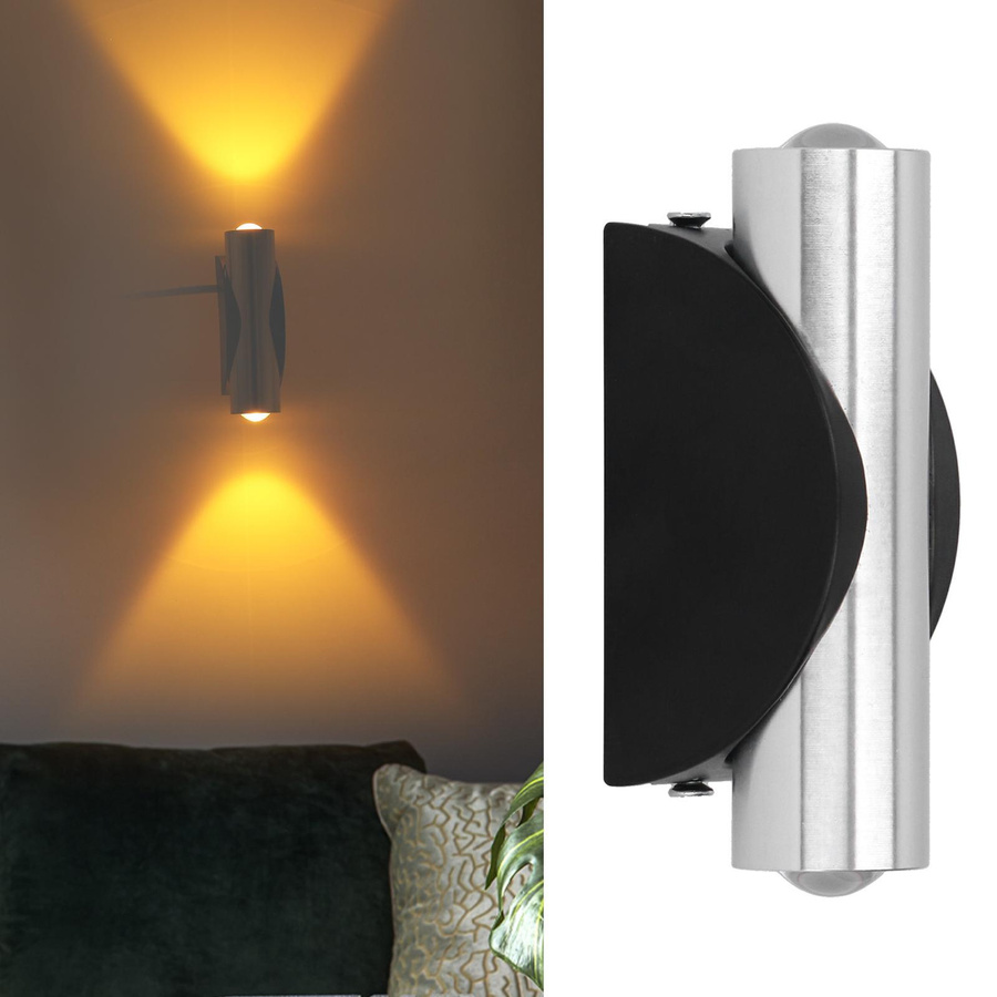 GoolRC LED Wandleuchte mit Doppelkopf für Innenbereiche, warmweißes Licht, Aluminium - Bild 5