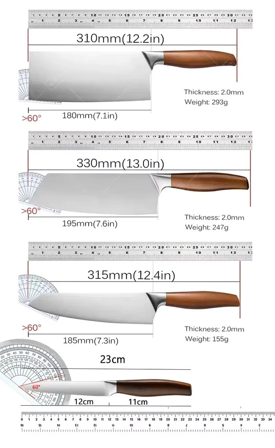 WXCOO Santoku-Küchenmesser aus Edelstahl in Silber mit Holzgriff zum Schneiden von Fleisch und Fisch - Bild 4