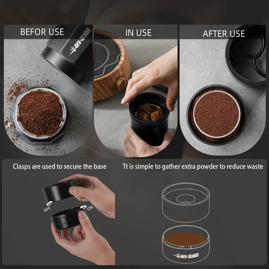 MHW-3BOMBER Moka Pot Distributor Kaffee Distributing Leveler aus Kunststoff und Edelstahl in Schwarz - Bild 5