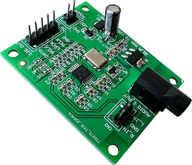 PCM1808 ADC Modul: Analoges 3,5mm Stereo Audiosignal zu I2S Wandler für DSP-Aufnahme und Verstärker, Grün, 24bit, 48k/96k - Bild 1