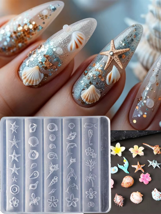 Full Beauty Nagelkunst-Form Silikon, Seestern, Muscheln, Schnecken Muster - Bild 5