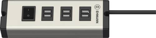 Ehmann USB Multilader 6-Port Ladestation mit 6x USB-A und USB PD aus Aluminium, Schwarz - Bild 1