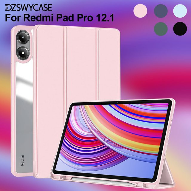 Schutzhülle für Xiaomi Redmi Pad Pro 12,1 Zoll 2024 und Xiaomi Poco Pad mit Stifthalter und Auto Sleep/Wake Funktion in Schwarz oder Pink - Bild 1
