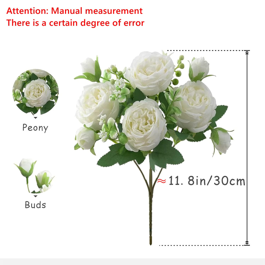 HUALIANQI Pfingstrosenblüten in Pink und Weiß für Hochzeiten, Valentinstag und Gartendekorationen - Bild 1