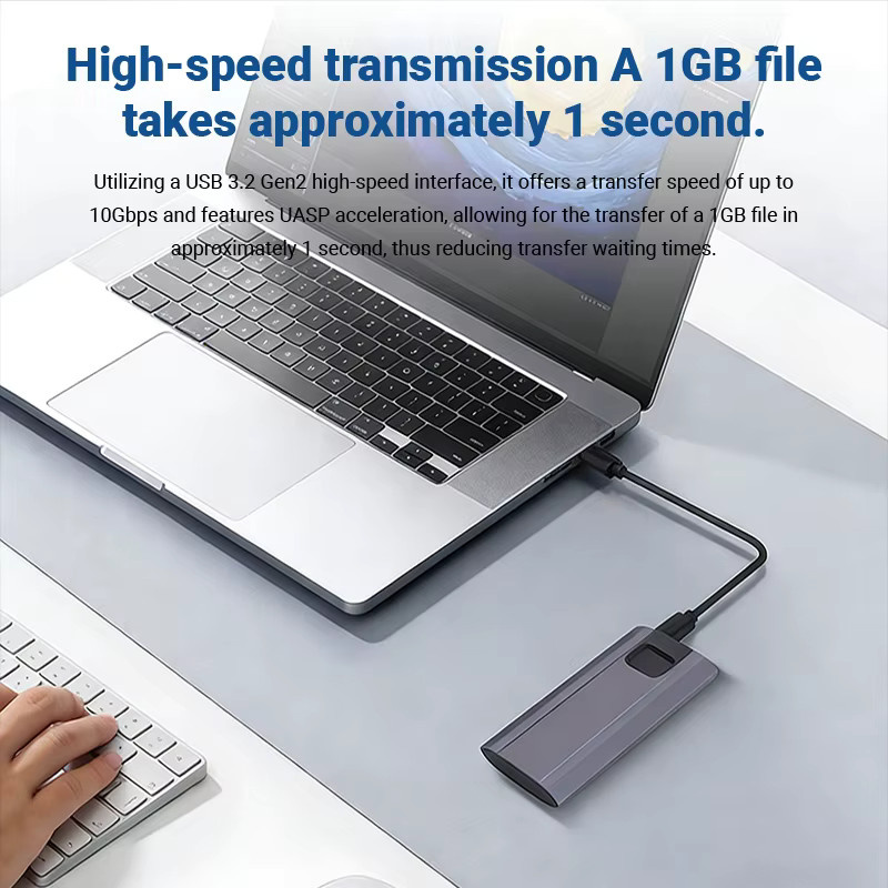 WALRAM M.2 NGFF SSD-Gehäuse aus Aluminiumlegierung in Grau mit USB 3.1 Typ-C-Adapter für bis zu 6 TB SATA SSDs - Bild 6