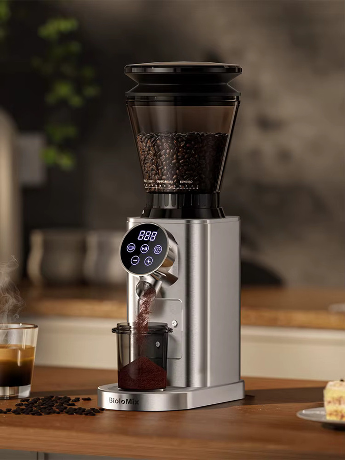 BioloMix Elektrische Kaffeemühle CG210 aus Edelstahl in Silber mit 48 Mahleinstellungen für Espresso und American Coffee - Bild 4