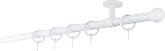 ONDECO Deckenträger Classic 1-läufiges Rohr mit Endstück Ball in Weiß, Länge: 400 cm, Durchmesser: 20 mm - Bild 1