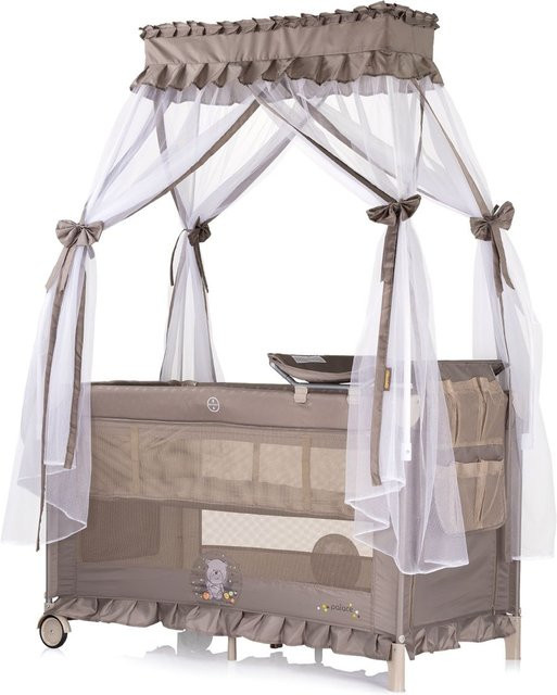 Chipolino Reisebett Palace mit Baldachin, Moskitonetz und Wickelauflage in Beige und Braun - Bild 1