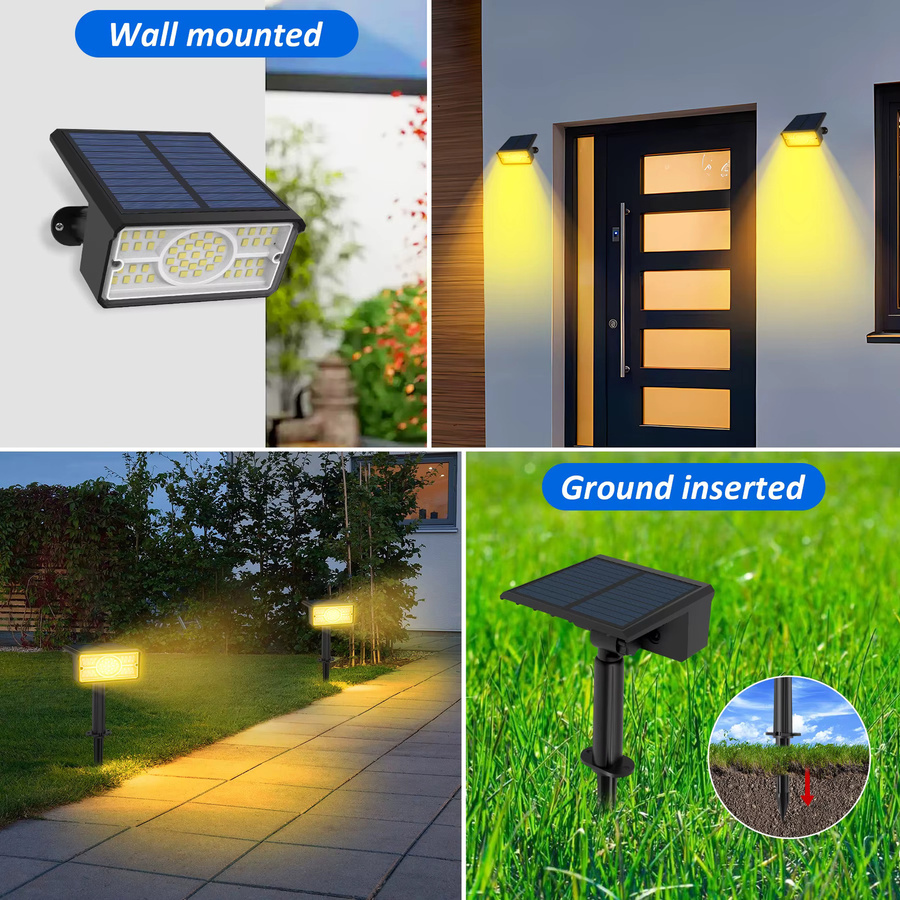 T-SUNRISE Solar LED Wandstrahler IP65 Wasserdicht für Garten und Terrasse, Farbe: Schwarz, RGB Multicolour (Blau, Grün, Weiß) - Bild 4