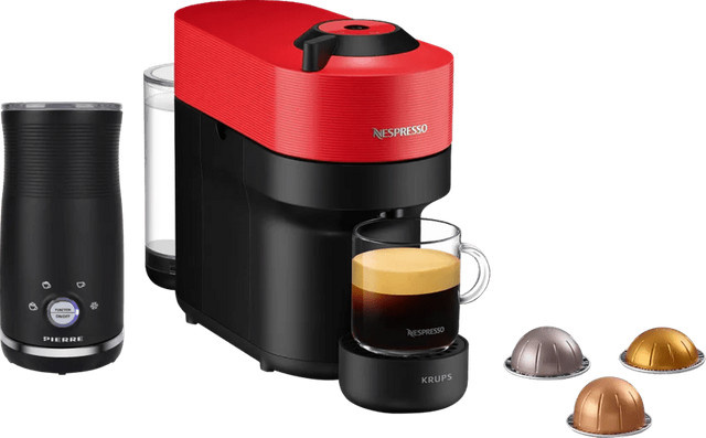 Krups Nespresso Vertuo Pop XN9205 Kapselmaschine in Spicy Red inklusive Pierre Milchaufschäumer - Bild 1