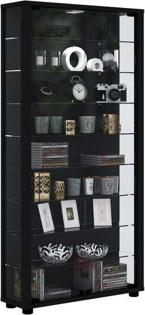 VCM Standvitrine Lumo Maxi in Schwarz mit ESG-Sicherheitsglas, B: 59 cm, H: 113 cm, T: 18 cm - Bild 1