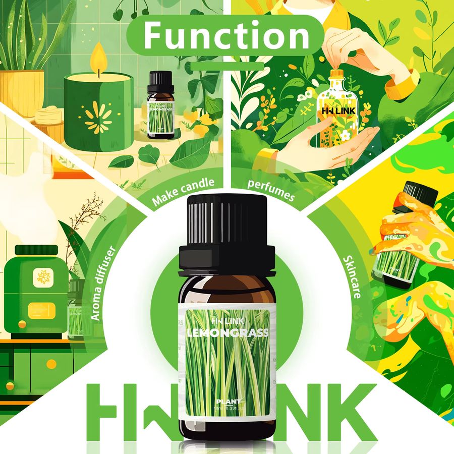 HWLINK Ätherisches Zitronengrasöl und Citronella Öl für die Aromatherapie, 10 ml - Bild 2