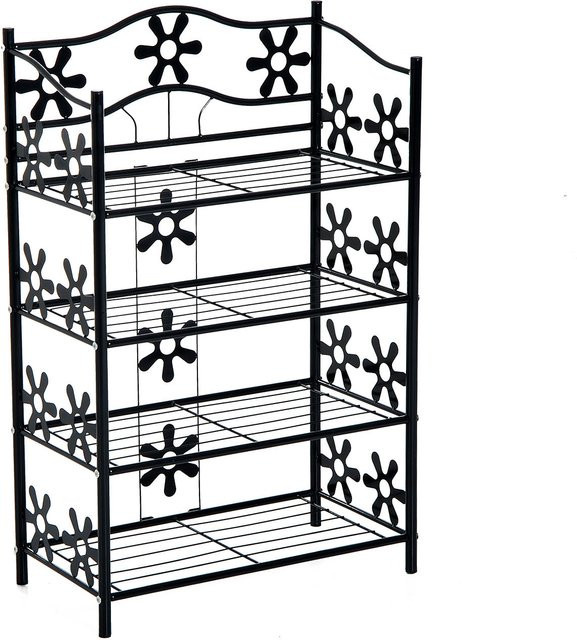 HOMCOM Standregal aus Metall in Schwarz, 4 Etagen, modern, Breite: 59,5 cm, Tiefe: 30 cm, Höhe: 92 cm - Bild 1