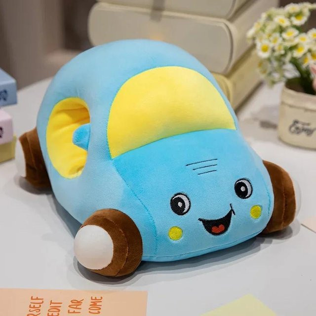 Kawaii Cartoon Auto Modell Kuschelkissen aus Plüsch in Blau für Kinder, B/T/H: 30 x 20 x 18 cm - Bild 1