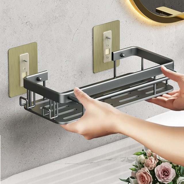 YUNJIEYA Wandmontiertes Badezimmerregal und Küchenregal aus Metall in modernem Design - Bild 1