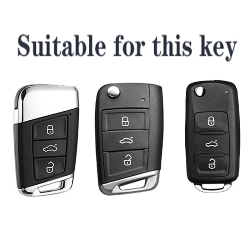 TPU Auto-Fernschlüsselhülle für Volkswagen VW Polo Golf Passat Tiguan Beetle Caddy T5 Up Eos und Skoda Octavia Seat Leon Altea in Schwarz - Bild 2