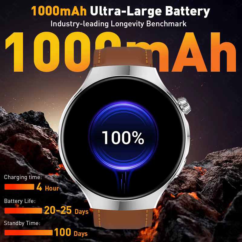 LIGE Smartwatch, 1,67 Zoll, Leder, Schwarz, Herren - Bild 4