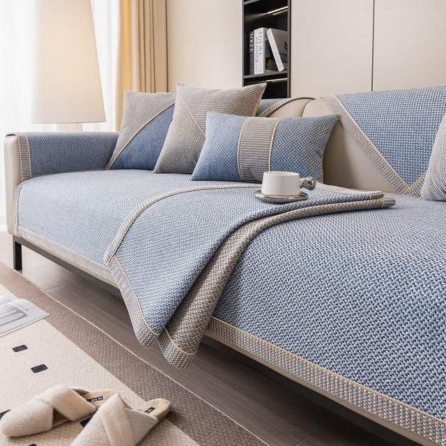 WEC ECO Sofasitzbezug aus Baumwolle und Leinen in Blau, quadratisch, B/B: 110 x 110 cm - Bild 1