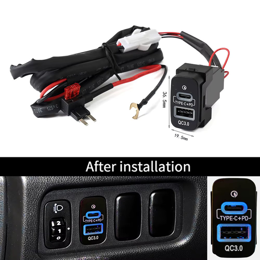 KEBETEME Auto USB Ladegerät mit PD Schnellladung und QC 3.0 sowie USB-C in Schwarz für Mitsubishi Outlander, Lancer und Pajero - Bild 6