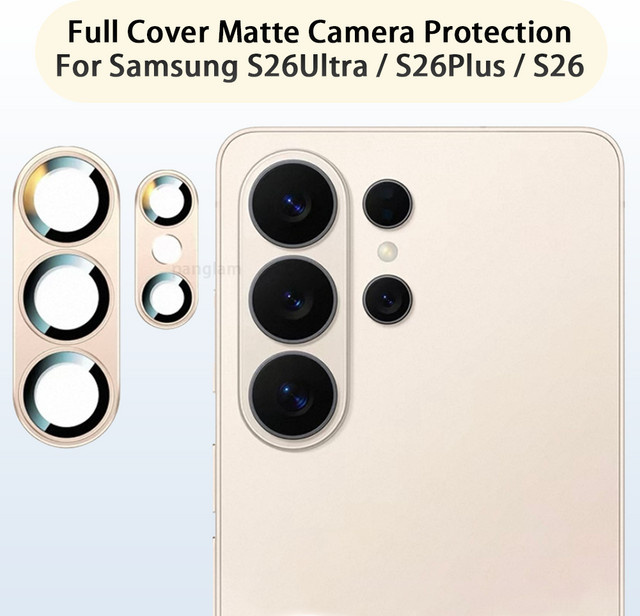 DIXSG Mattes Kameraschutzglas für Samsung S26 Ultra und S26 Plus in Gold mit 8K HD Metall-Kameraschutz - Bild 1