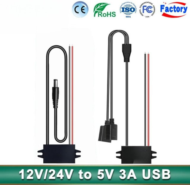 Waohei DC-DC Abwärtswandler Typ-C USB-Abwärtsmodul Netzteil Ausgangsadapter 12 V 24 V auf 5 V 3 A 15 W Schwarz - Bild 1