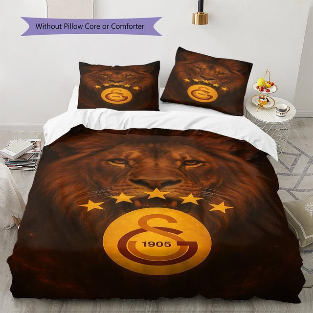 Galatasaray S.K. Bettwäsche-Set mit Muster, bestehend aus 1 Bettbezug und 2 Kissenbezügen, Farbe: Braun, B/T: 200 x 220 cm - Bild 1