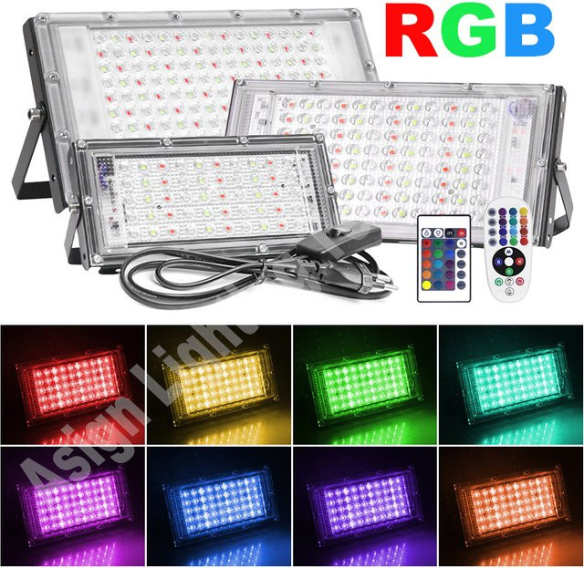 FastDeng RGB LED Flutlicht mit Fernbedienung, 300W, IP65 Wasserdicht, Mehrfarbig, Außenbeleuchtung für Garten und Zuhause - Bild 1
