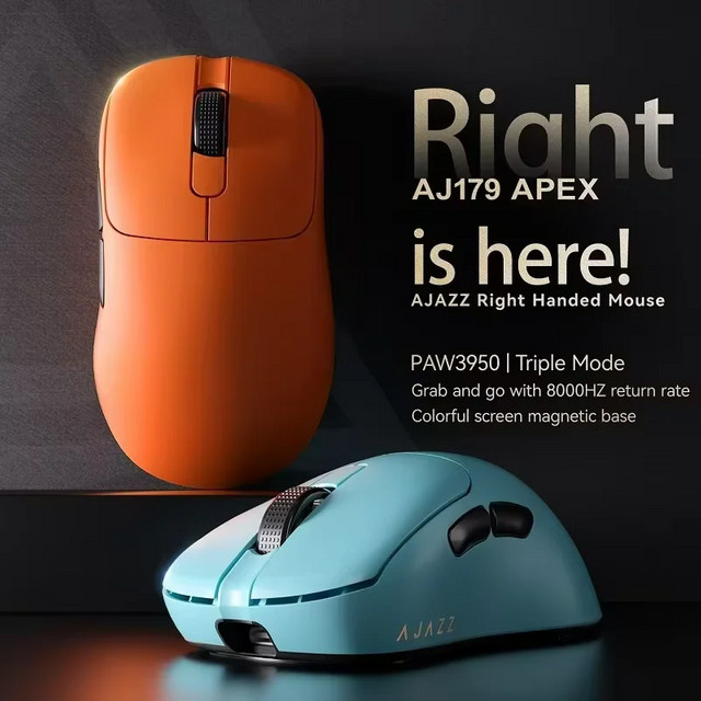 Ajazz AJ179 APEX Kabellose Gaming-Maus mit Farbbildschirm-Basis, Bluetooth, PAW3395 Sensor und 8000Hz Bildwiederholrate - Bild 1
